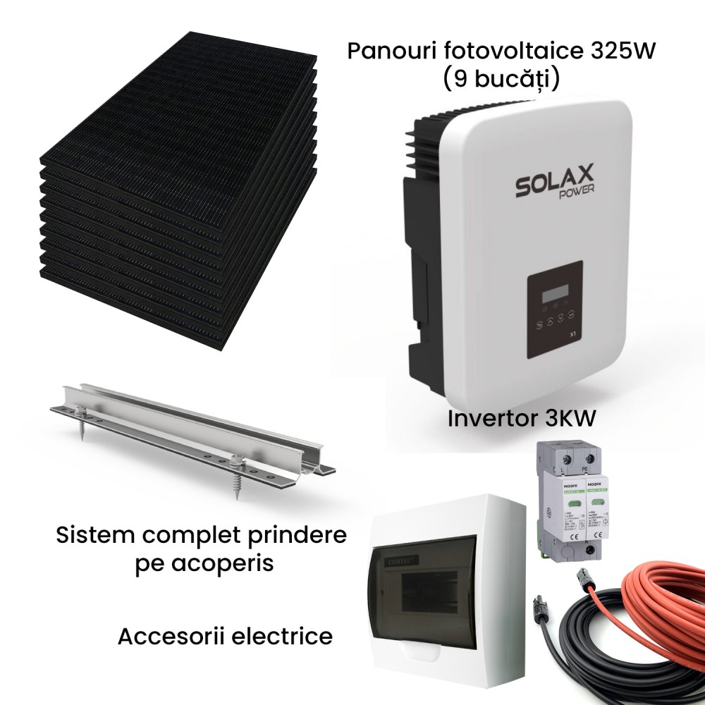Pachet fotovoltaic complet echipat 3KW ON-GRID